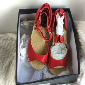 Scène Tinah Ankle Wrap Espadrilles Red Sz 8
